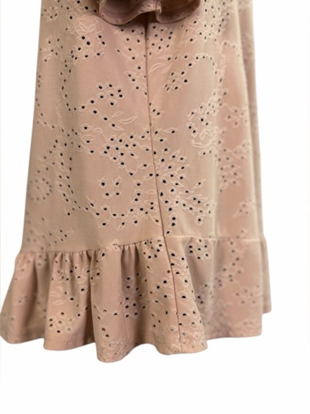 W5 Concepts Blush Pink Eyelet Ruffle Top M Cottagecore Boho Romantic - Picture 6 of 7